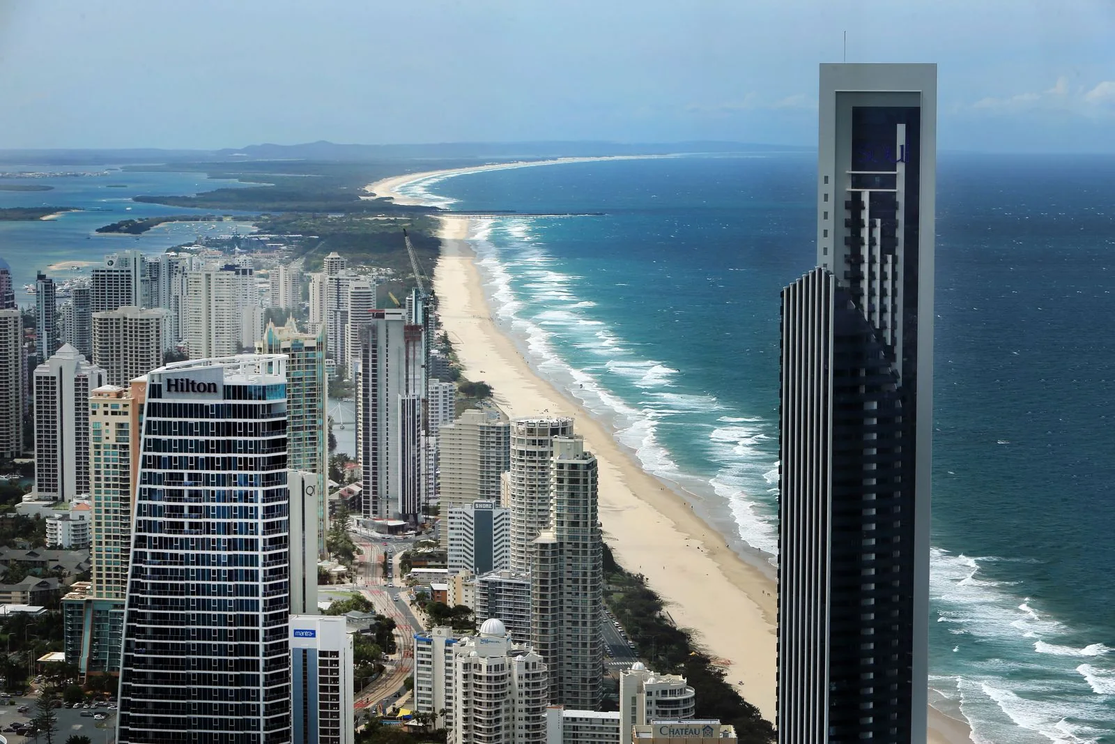 Surfers Paradise towers and beach on the Gold Coast in daylight